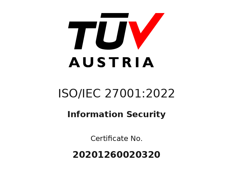 ISO/IEC 27001:2022 TÜV Austria certificate